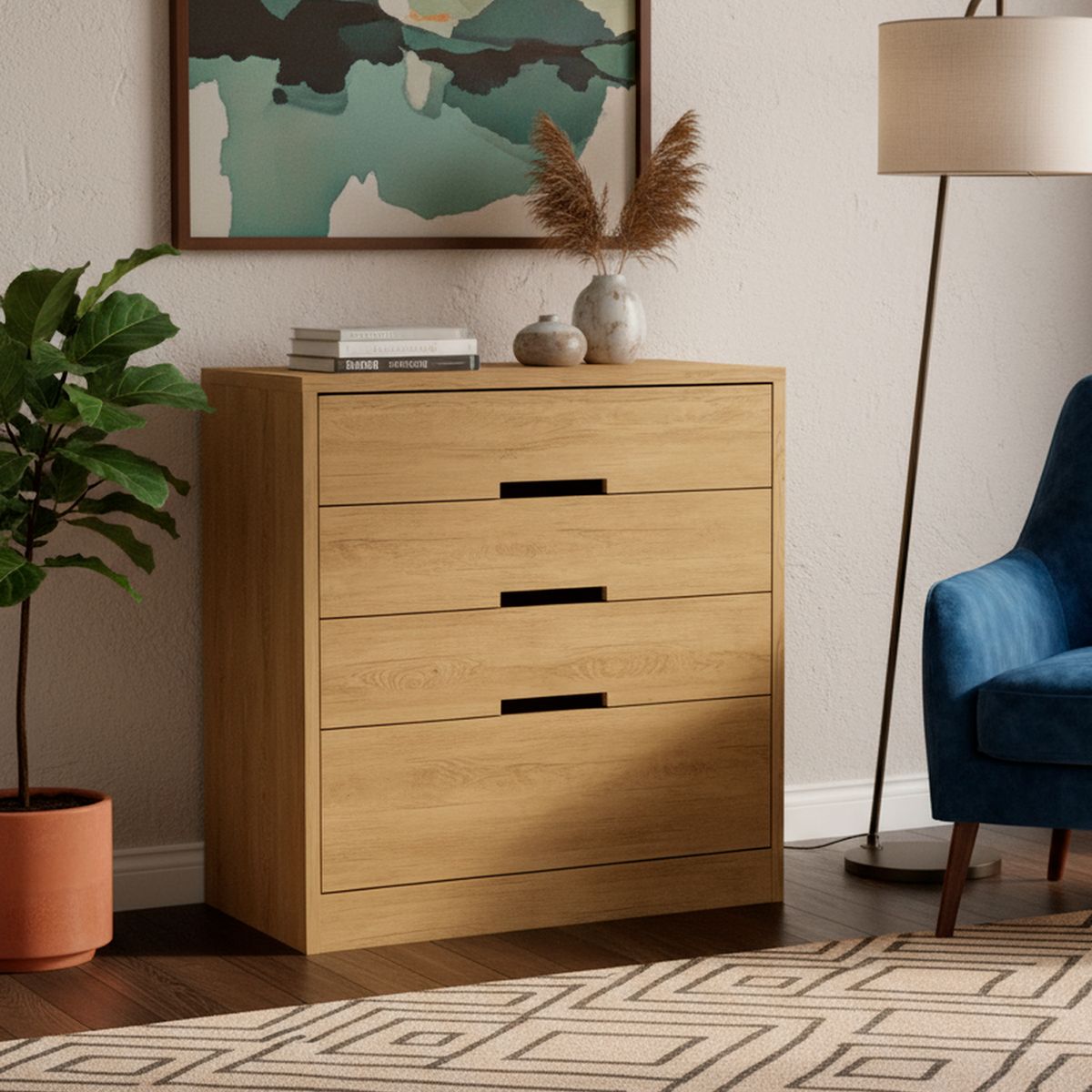 HOGA - Cómoda 4 Cajón(es) Genova 91x94x47 cm Castaño