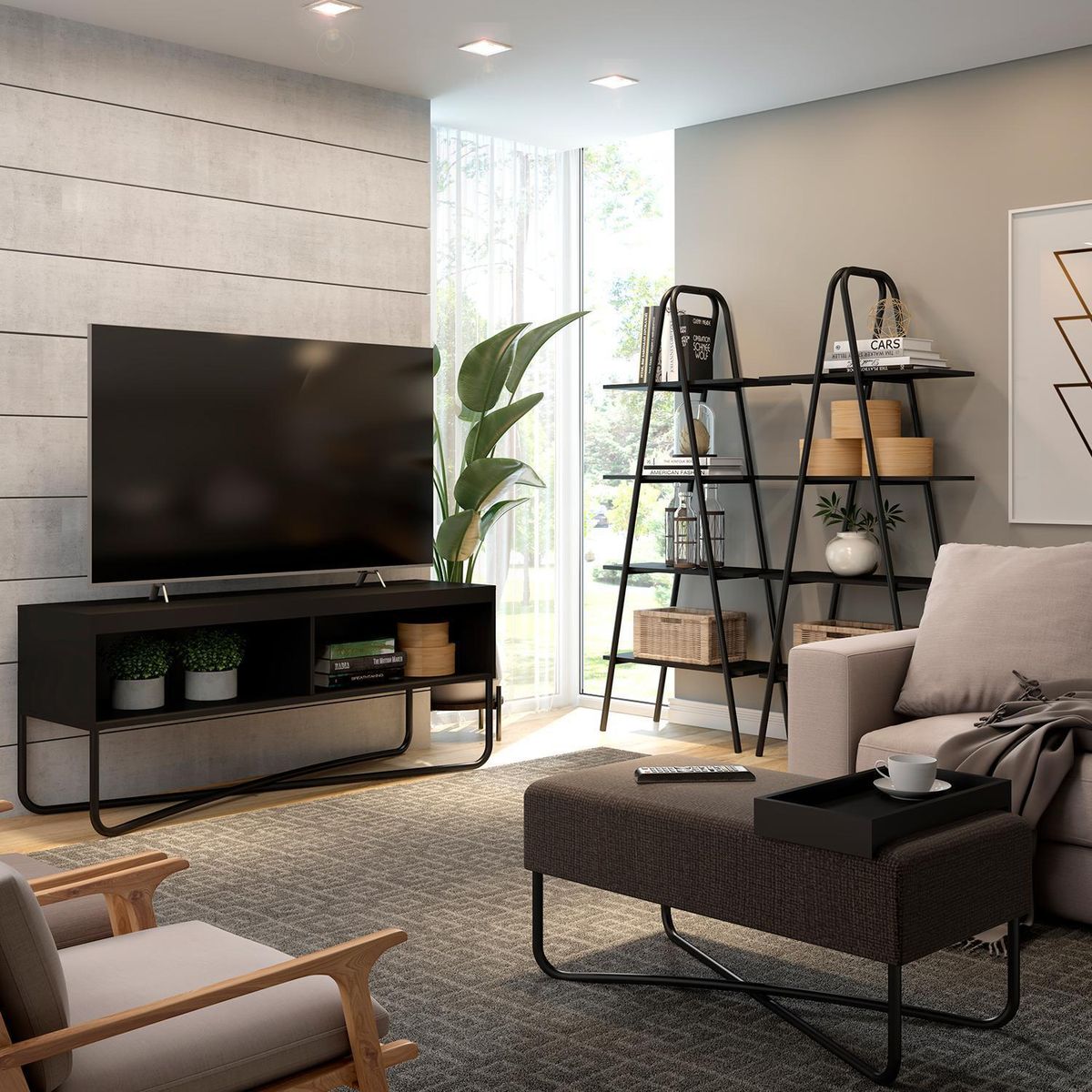 HOGA - Estante Connect MDP 4 Nivel(es) 70x175x35 cm Negro