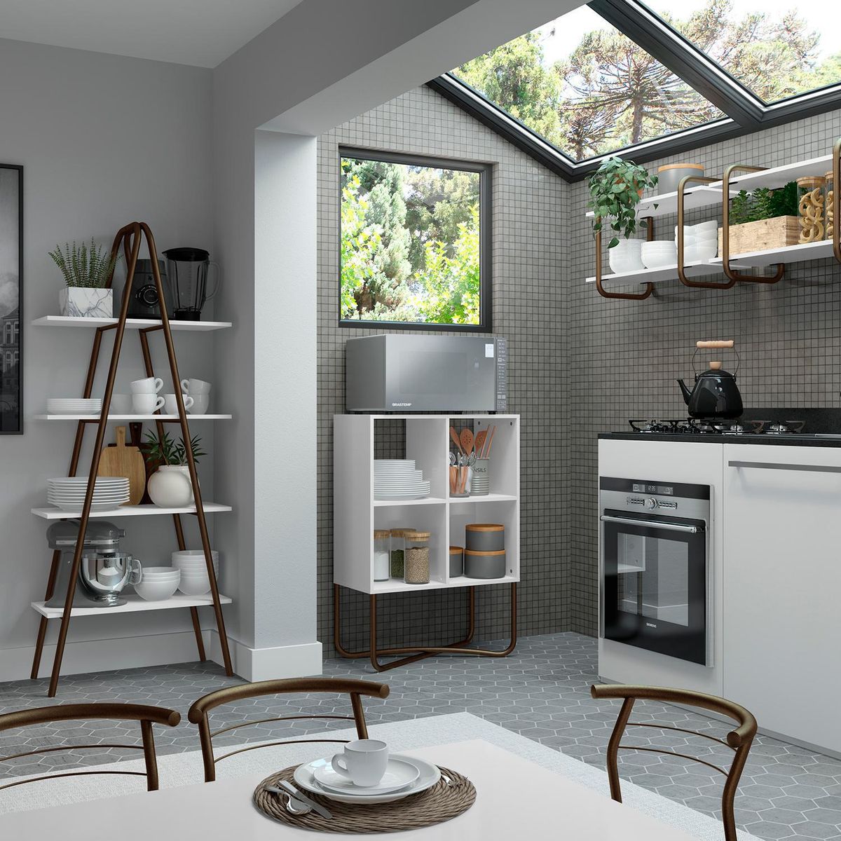 HOGA - Estante Connect MDP 4 Nivel(es) 70x175x35 cm Blanco