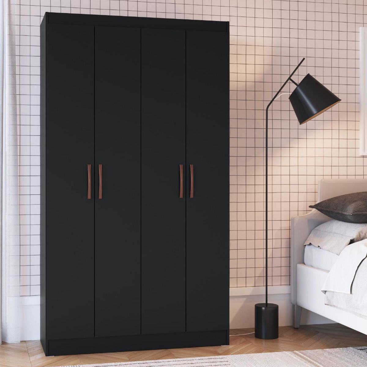 HOGA - Clóset Dueto 4 Puerta(s) 8 Repisa(s) 92x175x32 cm Negro