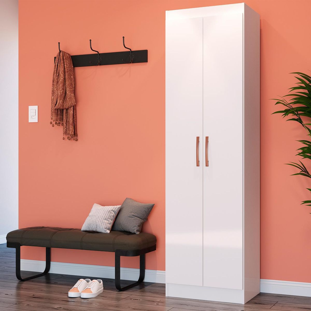 HOGA - Clóset 2 Puerta(s) 4 Repisa(s) 52x183x36 cm Blanco