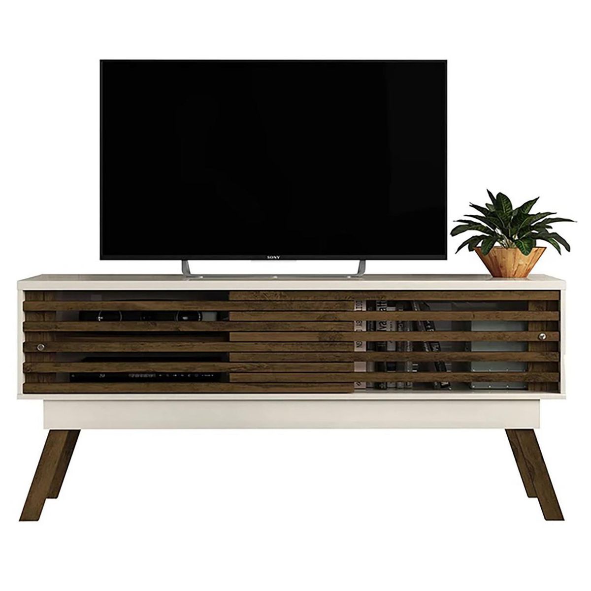 ALTAVISION - Rack TV 65 " Frizz Blanco/Café 150x67.5x39 cm