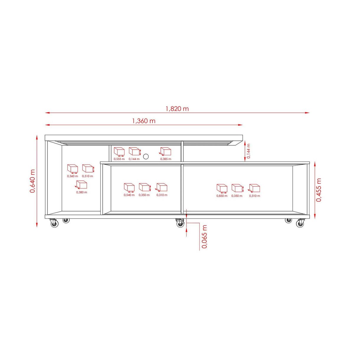 ALTAVISION - Rack TV 65 " Frizz Blanco - café 182x64x39 cm