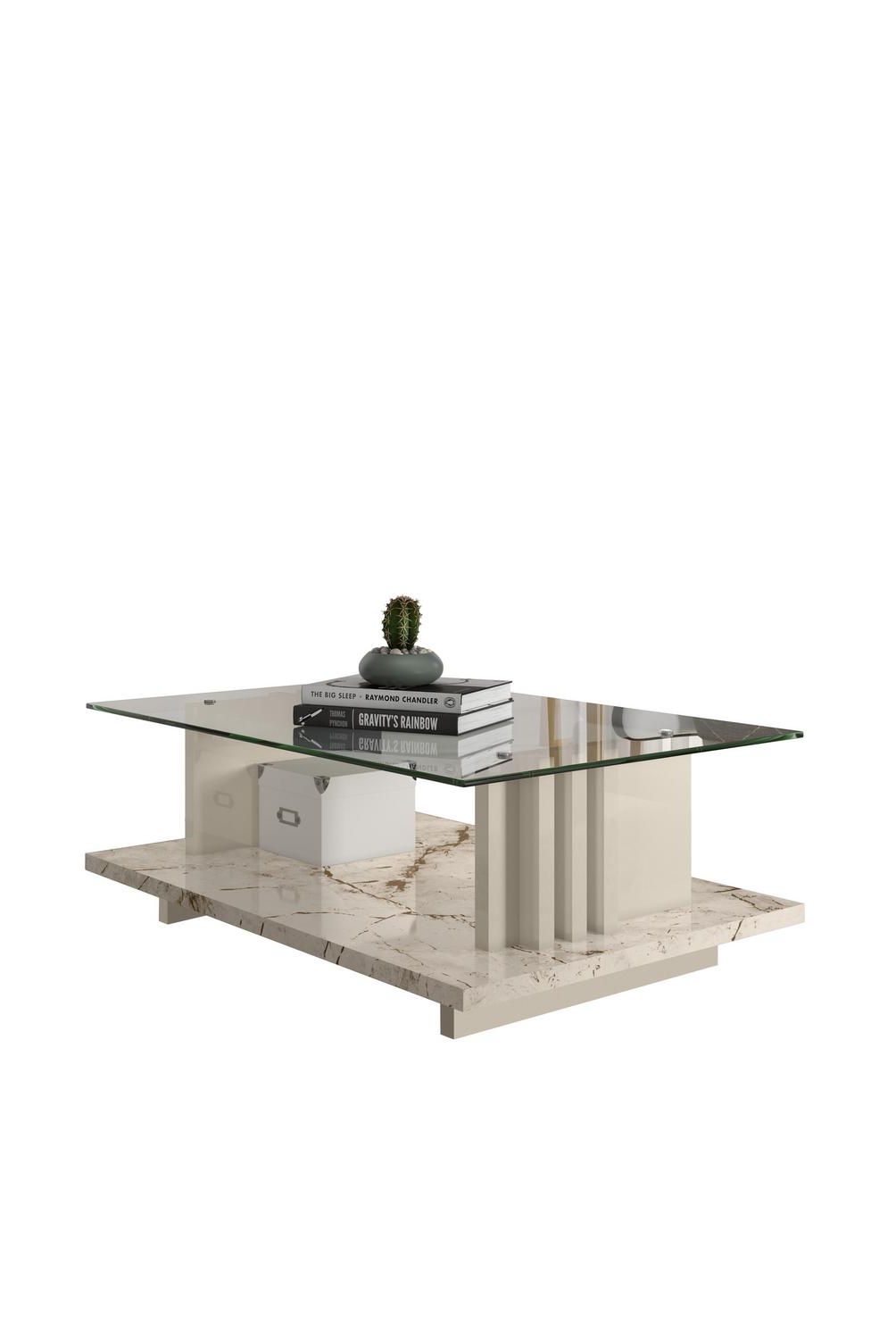 ALTAVISION - Mesa de Centro Frizz Blanco Marmol 90x60x32.5 cm