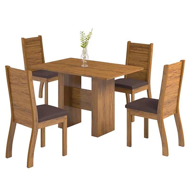ALTAVISION - Juego de Comedor Quick 4 Sillas Mesa Rectangular 80x79x120 cm Café