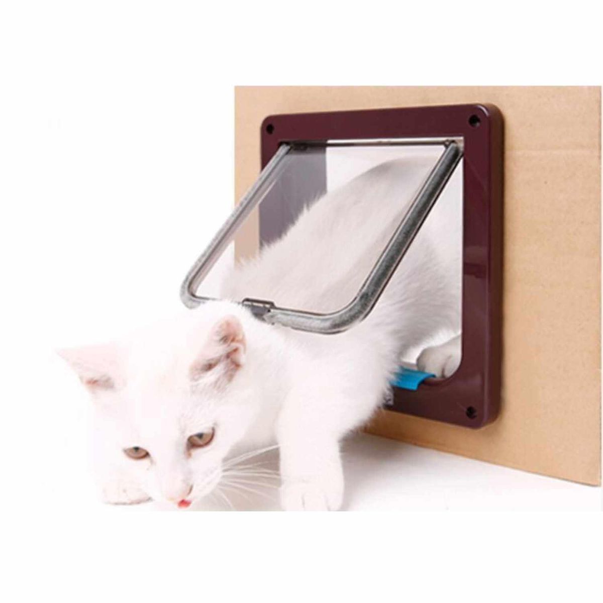 IMPORTADORA USA - Puerta para mascotas plástico abs y acrílico 25x23x5,5 cm color café