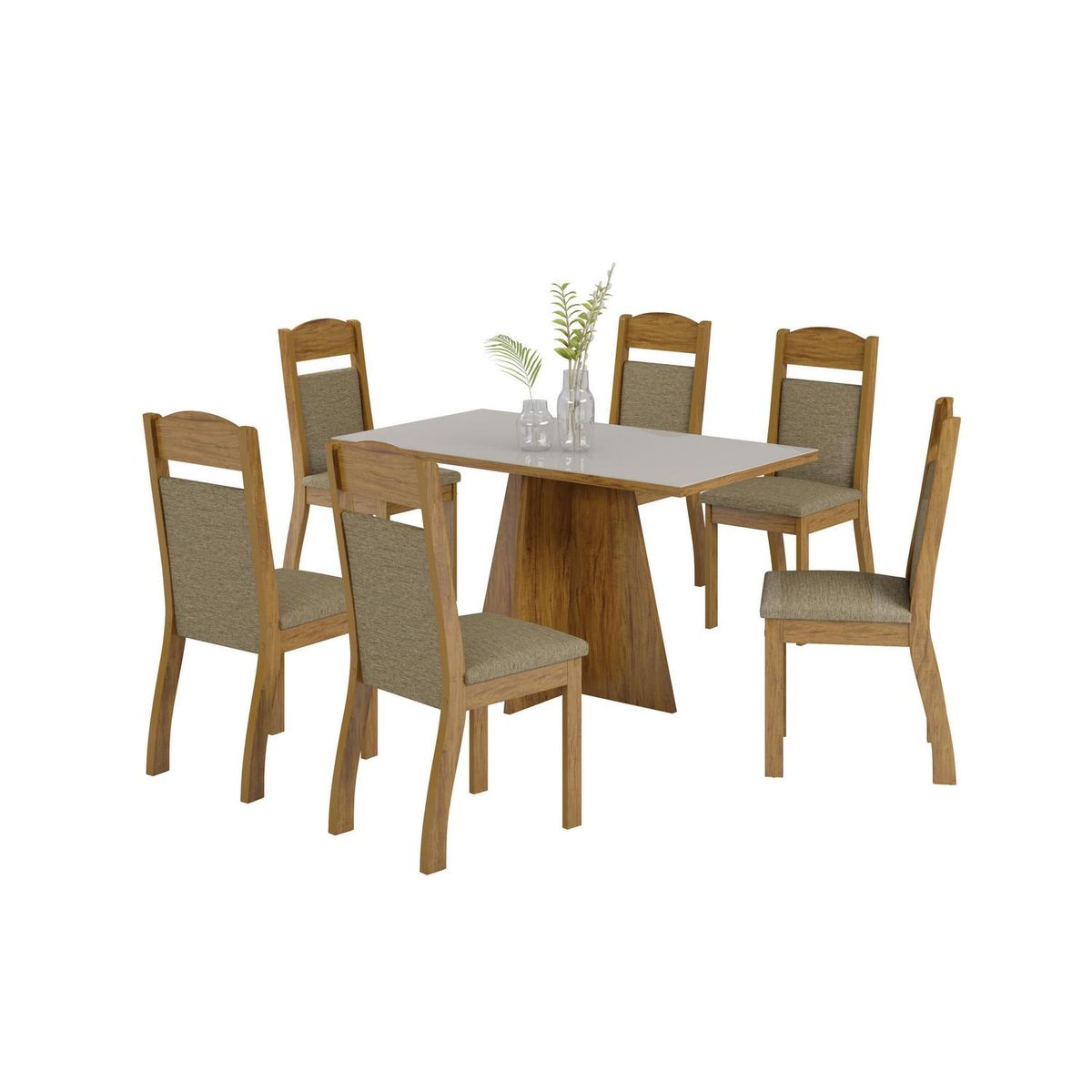 ALTAVISION - Juego de Comedor Granada 6 Sillas Mesa Rectangular 79x78x136 cm Café