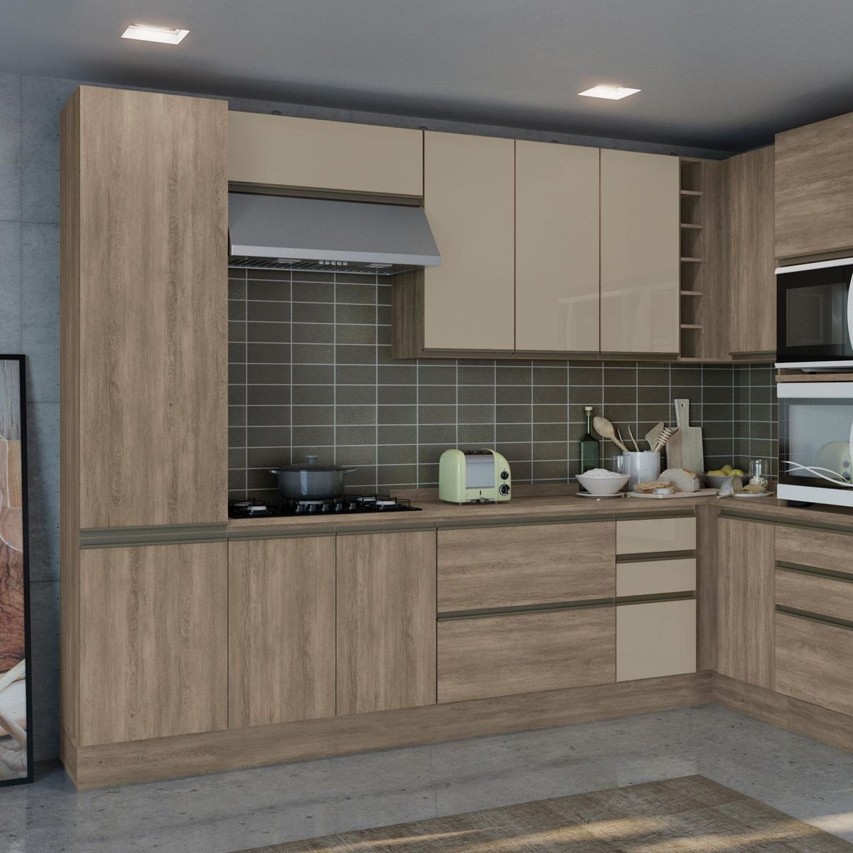 HOGA - Mueble aéreo con puerta de vidrio maxxi nogal