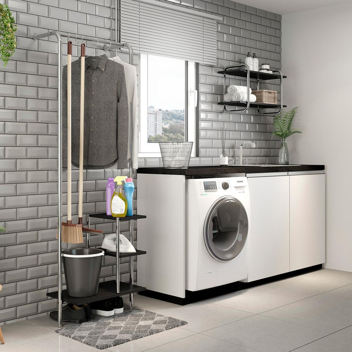 HOGA - Estante Connect MDP 3 Nivel(es) 60x181x44 cm Cromado