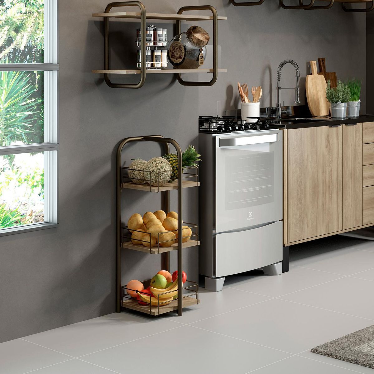 HOGA - Estante Connect MDP 3 Nivel(es) 36x83x27 cm Café