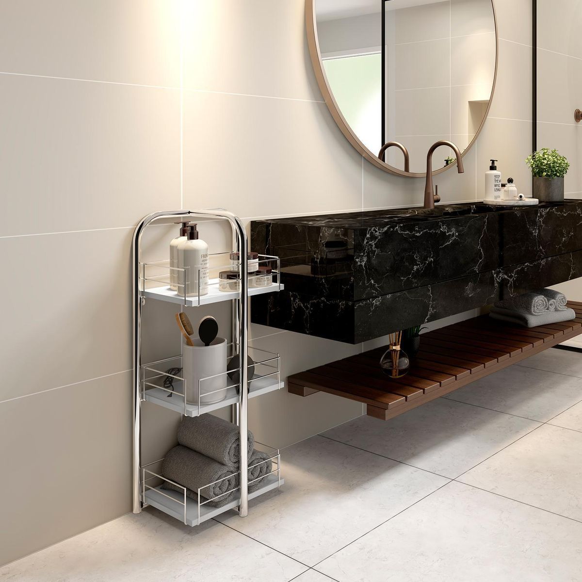 HOGA - Estante Connect MDP 3 Nivel(es) 36x83x27 cm Cromado