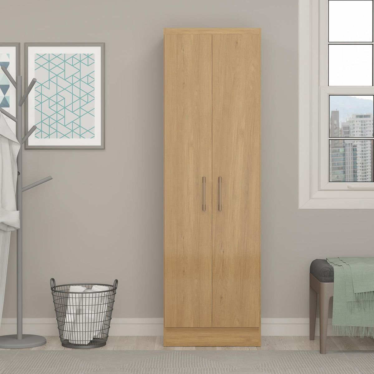 HOGA - Estante Organizador con 2 Puertas Carol Marrón Claro