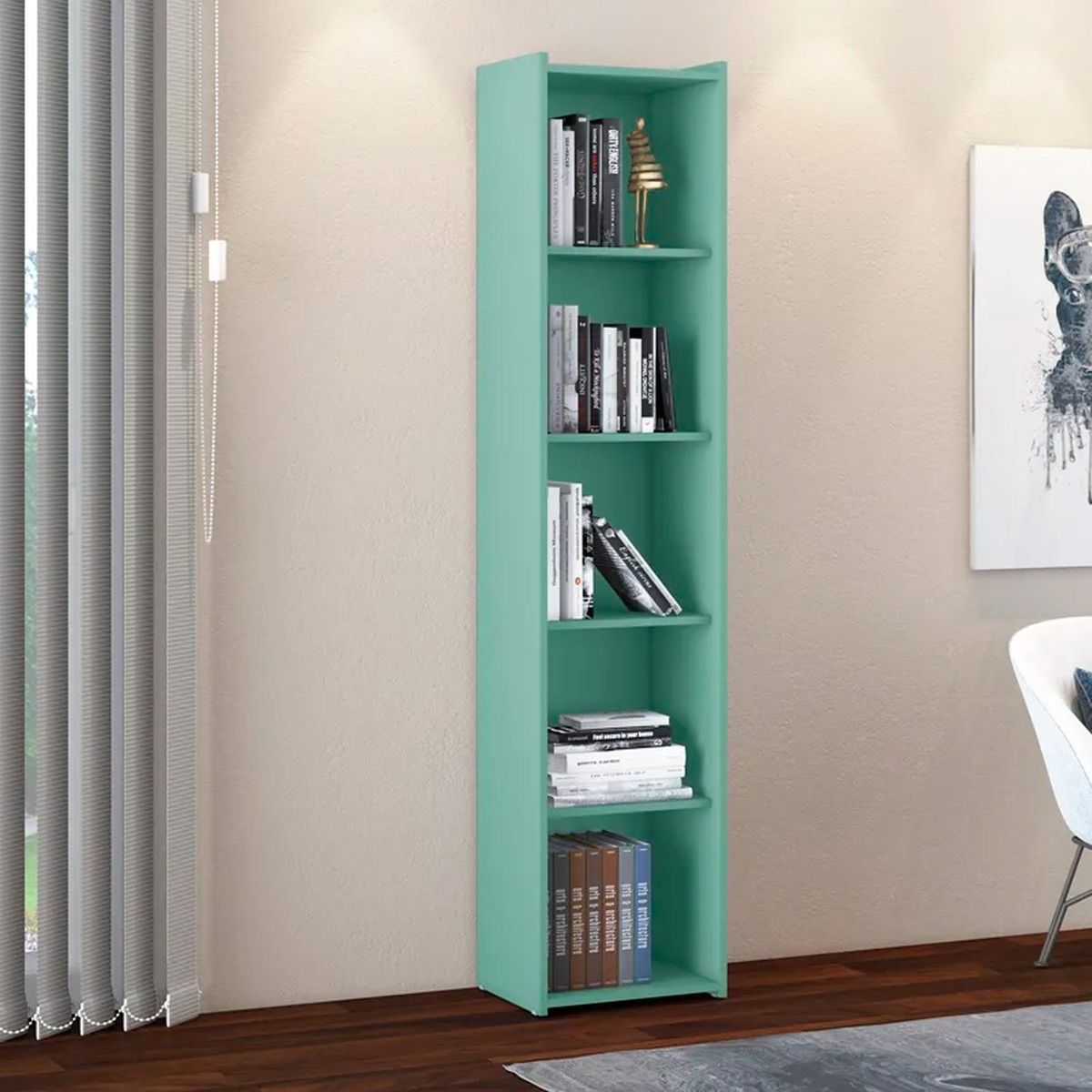 HOGA - Librero Malmo MDP 5 Nivel(es) 40x182x30 cm Oliva