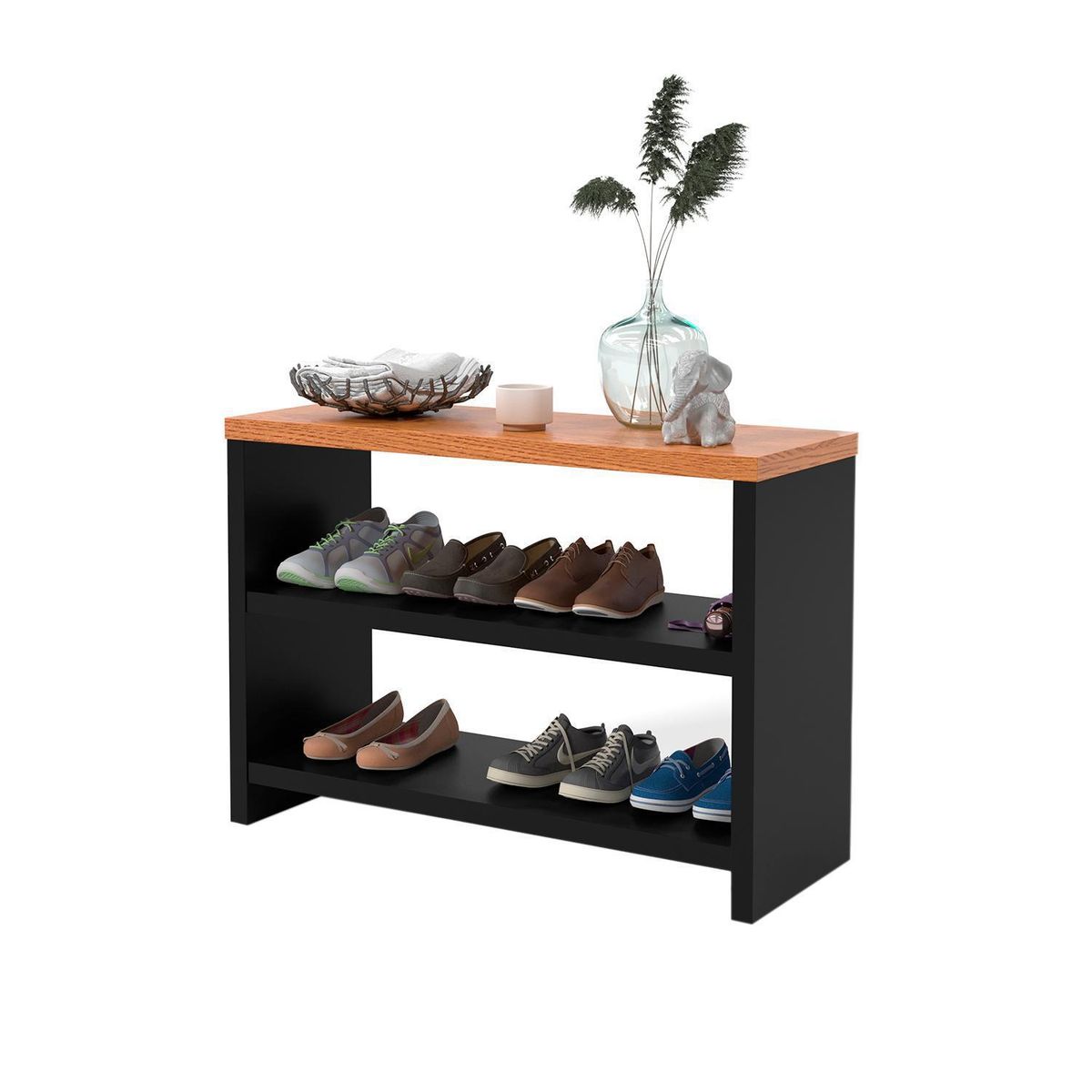 HOGA - Zapatera Aura MDP 2 Nivel(es) 68x45x25 cm Negro