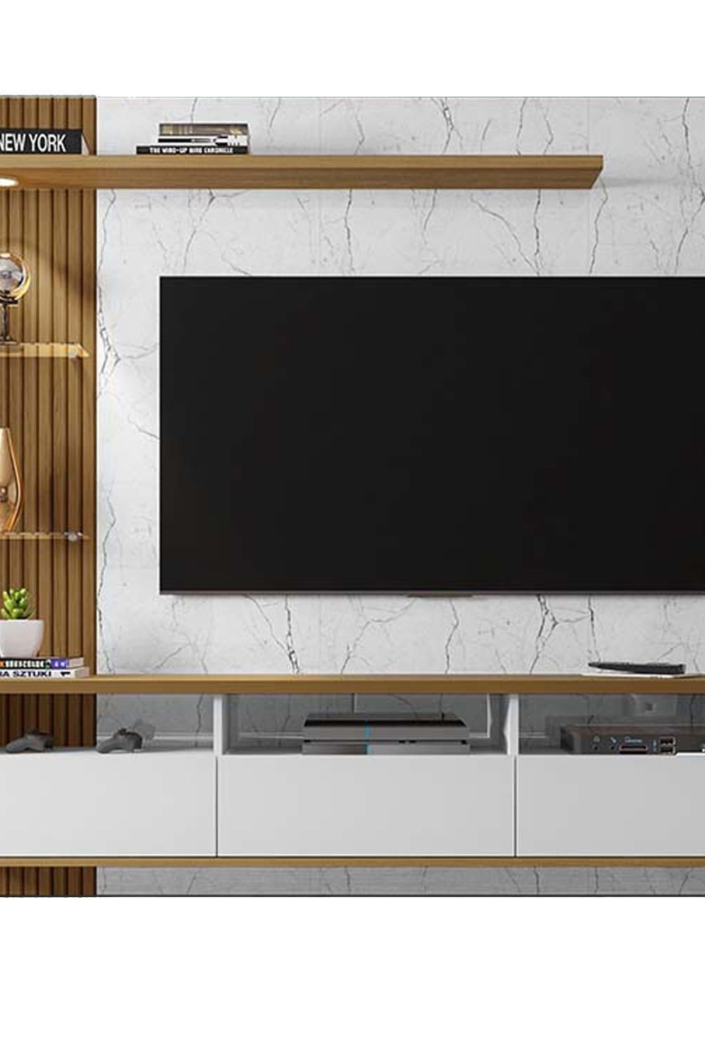 HOGA - Panel Rack TV 60 " Trend Blanco 180x161x33 cm