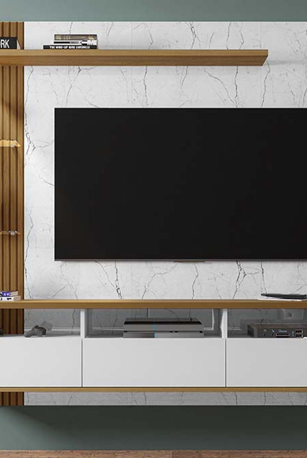 HOGA - Panel Rack TV 60 " Trend Blanco 180x161x33 cm