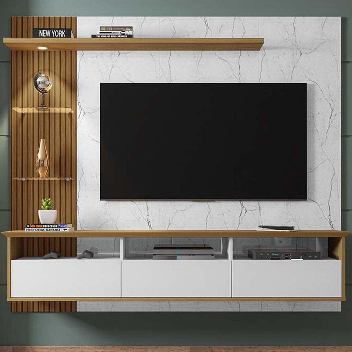 HOGA - Panel Rack TV 60 " Trend Blanco 180x161x33 cm