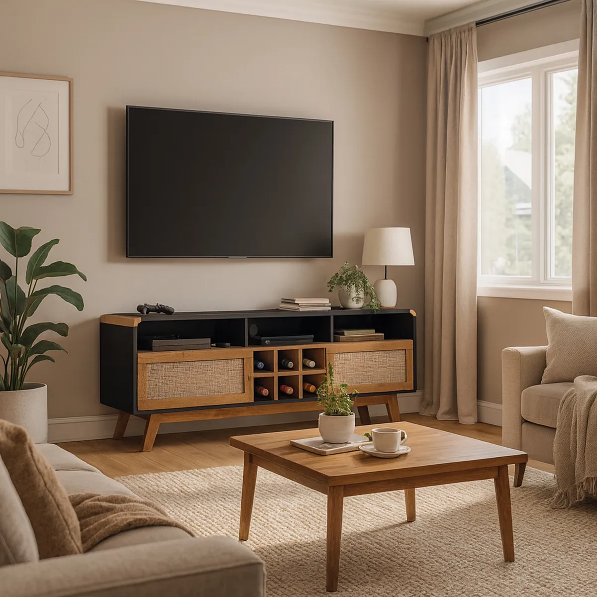 HOGA - Rack TV 65 " Larimar Negro 108x64x36 cm