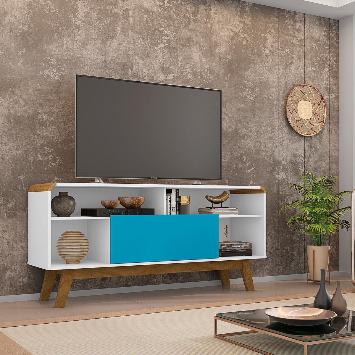 HOGA - Rack TV 55 " Lazuli Blanco 136x64x36 cm