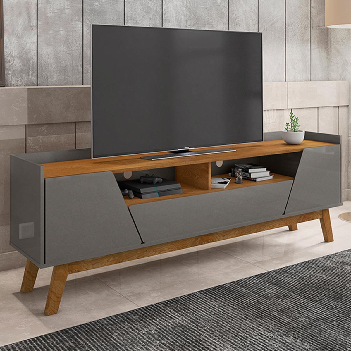 HOGA - Rack TV 70 " Florencia Titanium 180x60x36 cm