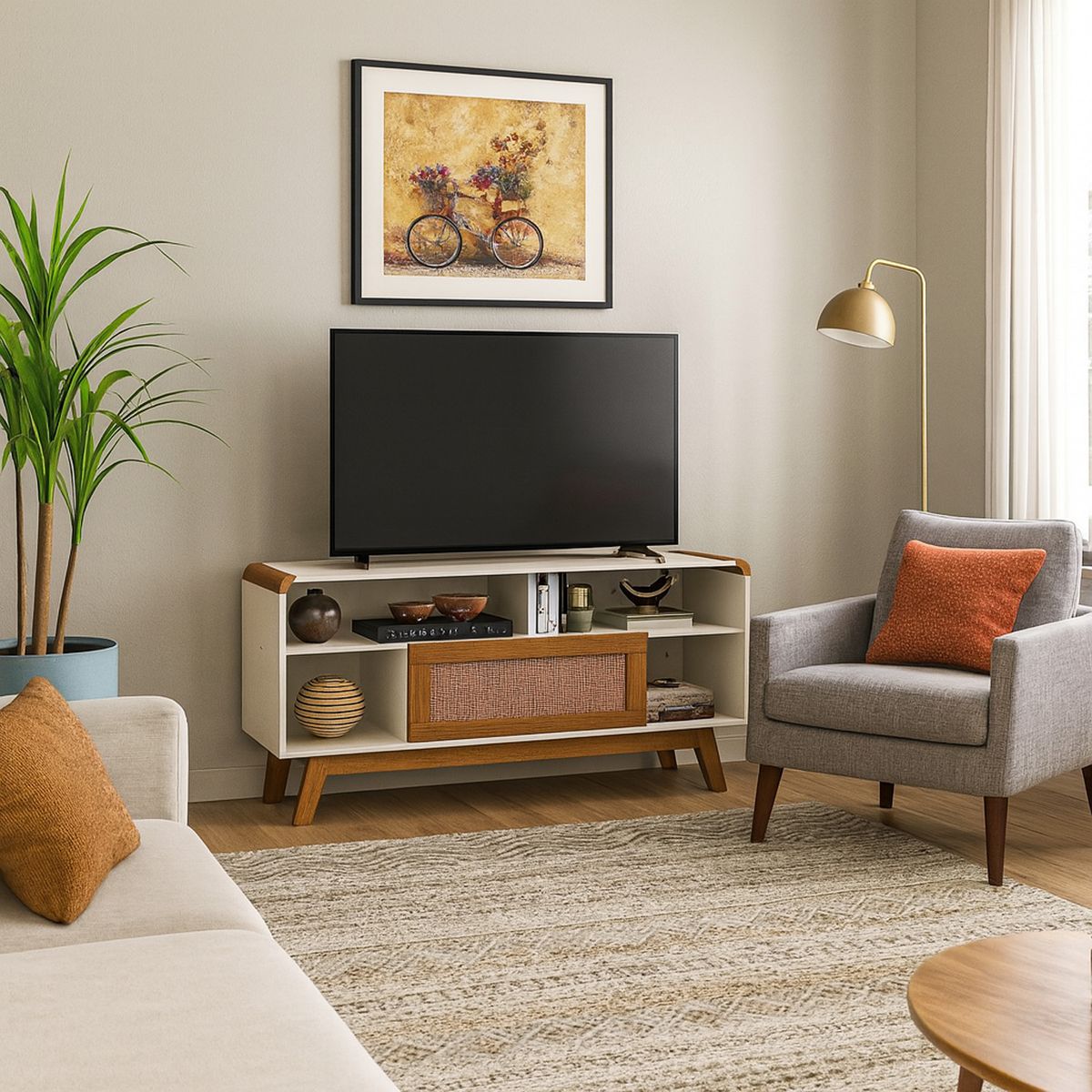 HOGA - Rack TV 55 " Lazuli Blanco Invierno 136x64x36 cm