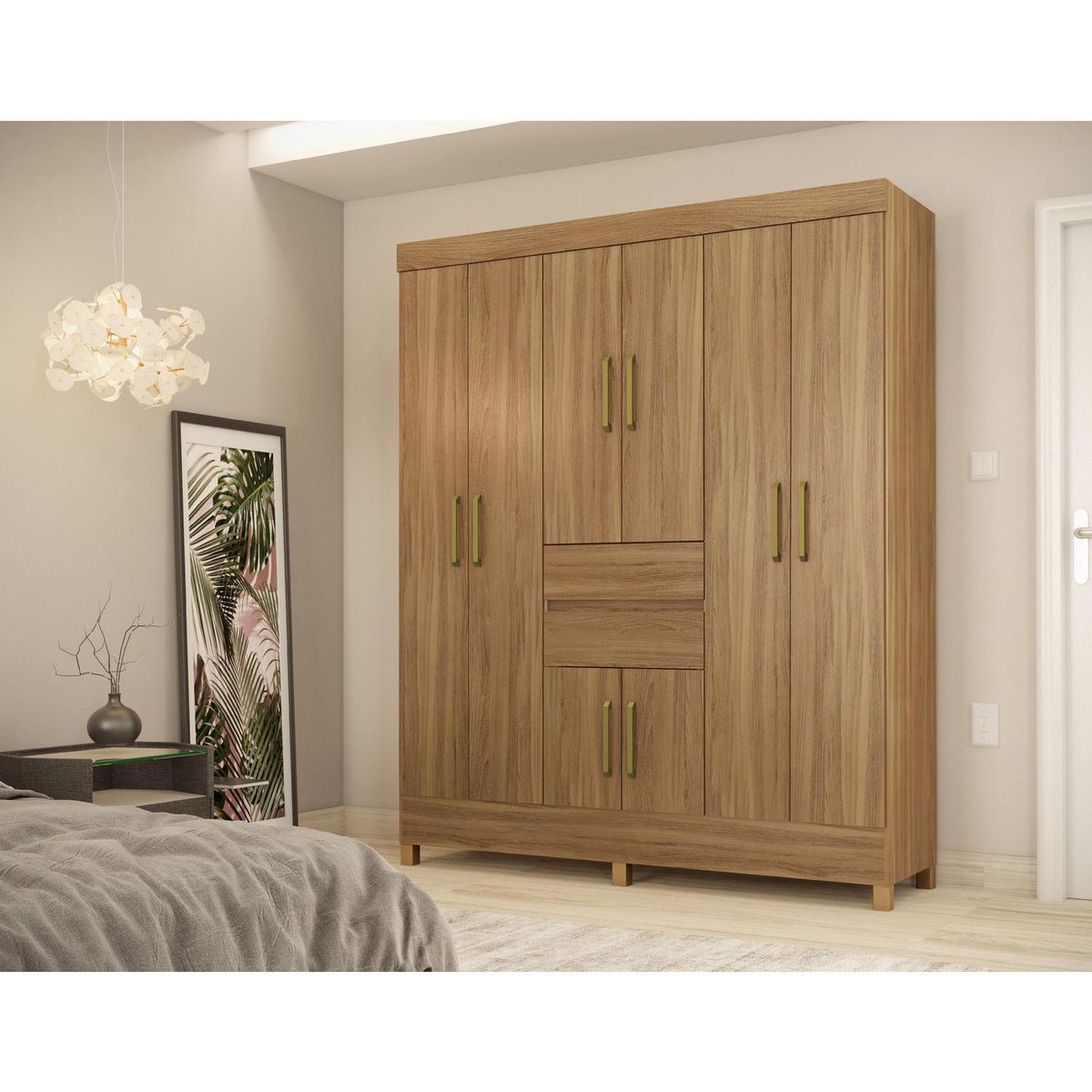 ALTAVISION - Clóset Munique 8 Puerta(s) 2 Cajón(es) 4 Repisa(s) 162x201x47 cm Café/Blanco