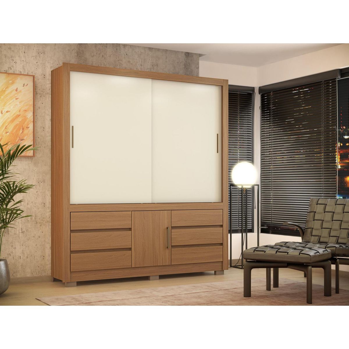 ALTAVISION - Clóset con Zapatera Arbo 2 Puerta(s) 6 Cajón(es) 4 Repisa(s) 189x212x47 cm Blanco