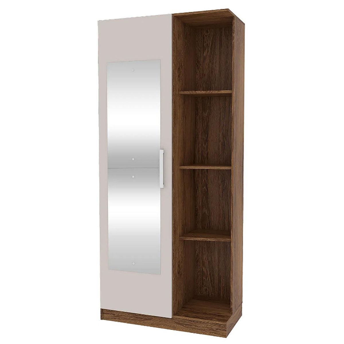 ALTAVISION - Clóset Multiuso con Espejo Ribeirao 1 Puerta(s) 7 Repisa(s) 77xx40 cm Blanco/Café