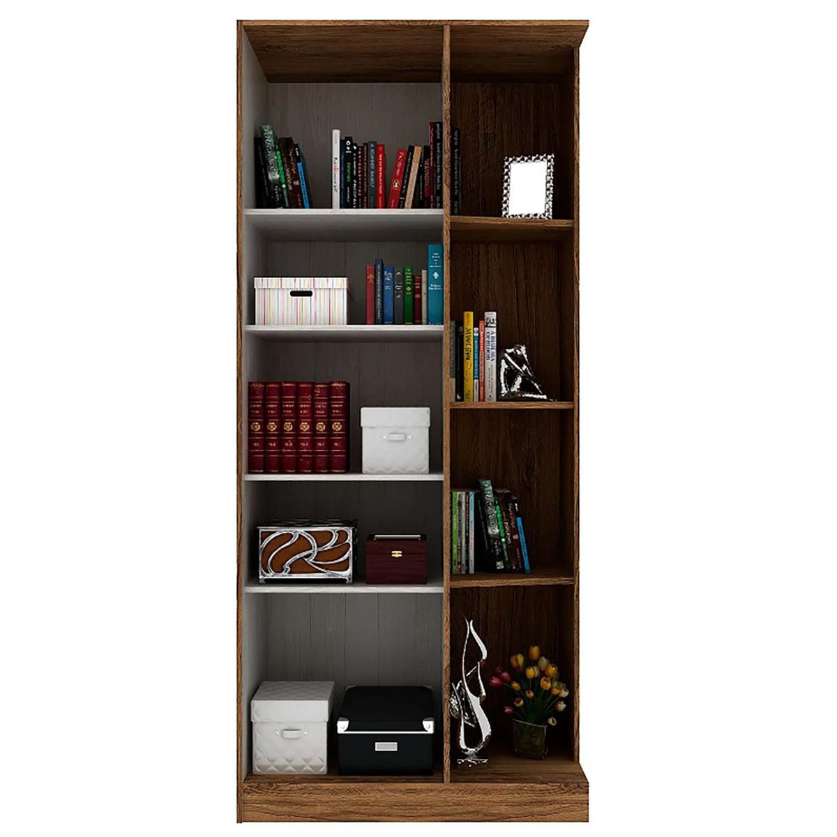 ALTAVISION - Clóset Multiuso con Espejo Ribeirao 1 Puerta(s) 7 Repisa(s) 77xx40 cm Blanco/Café