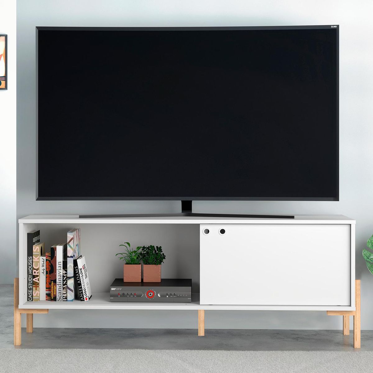 HOGA - Rack TV 50 " Corner Blanco 140x50x35 cm