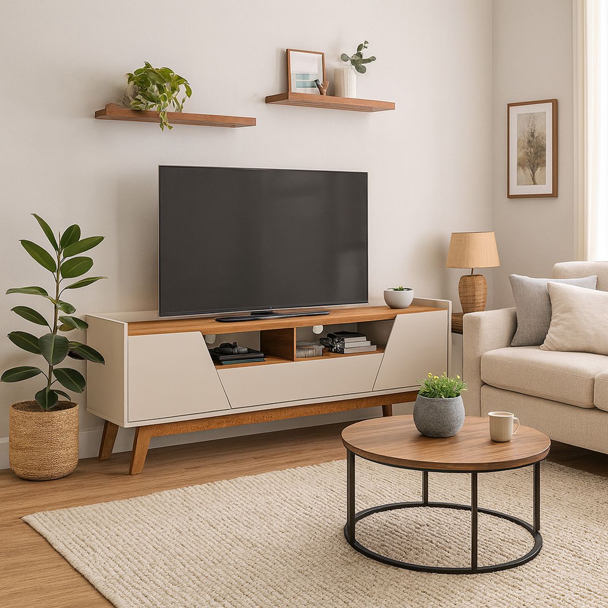 HOGA - Rack TV 70 " Florencia Blanco invierno 180x60x36 cm