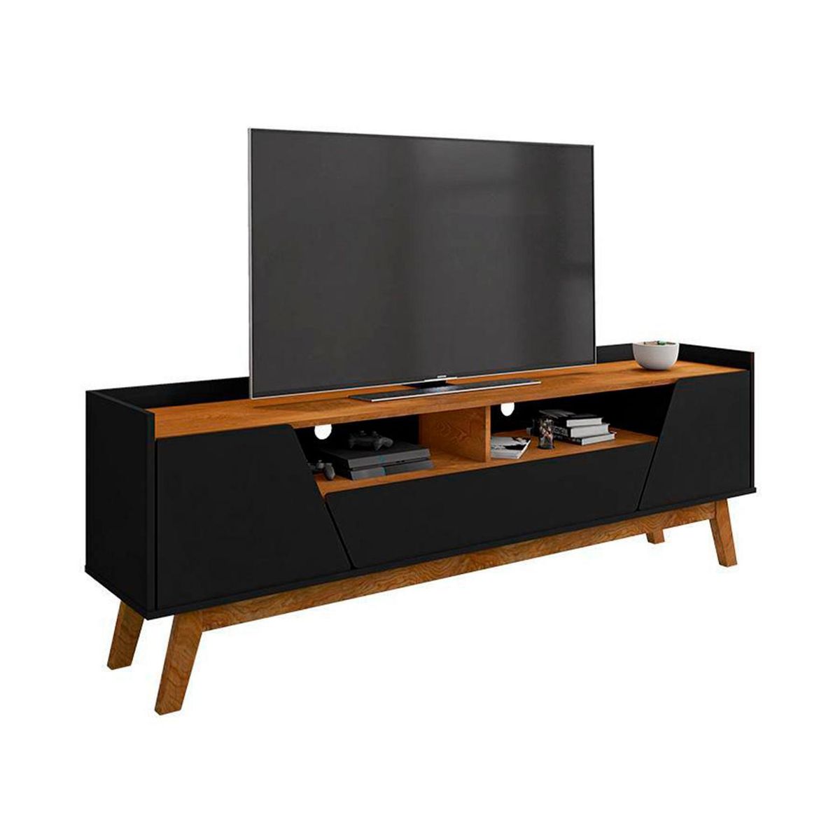 HOGA - Rack TV 70 " Florencia Negro 180x60x36 cm