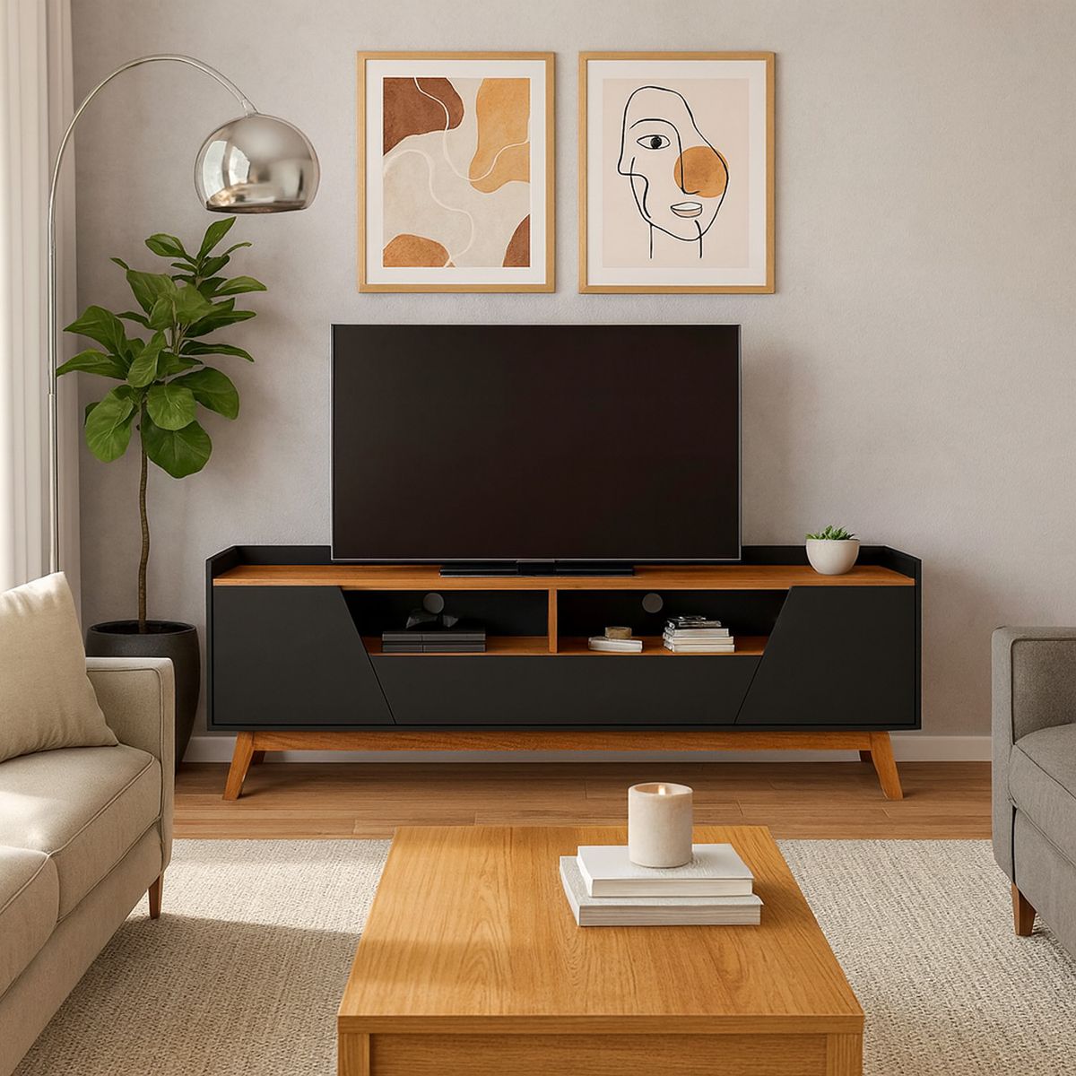 HOGA - Rack TV 70 " Florencia Negro 180x60x36 cm