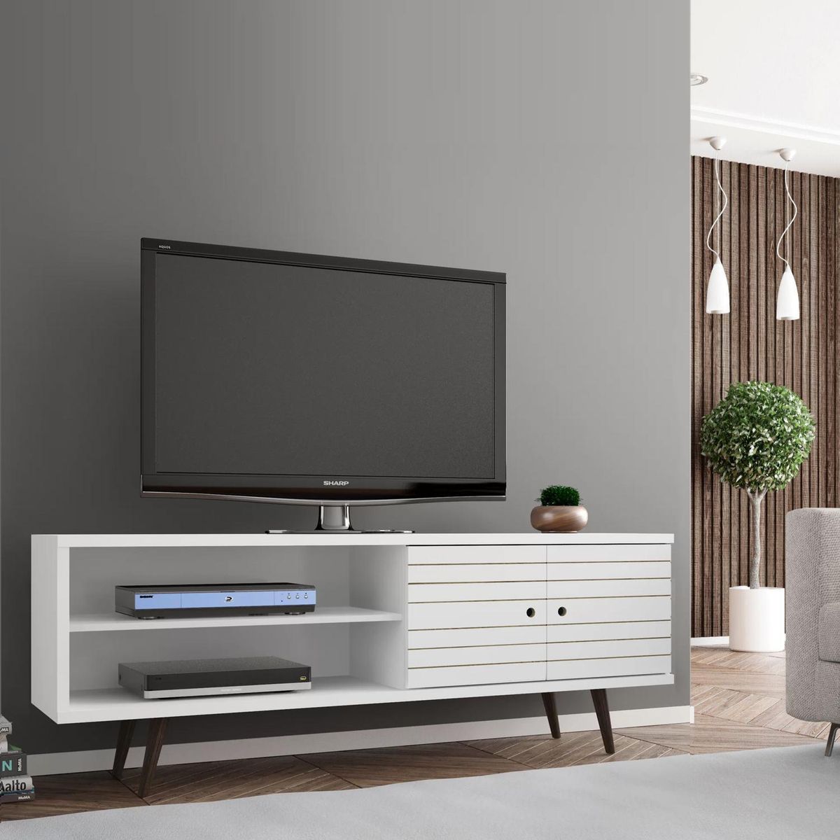 HOGA - Rack TV 70 " Onix Blanco 160x65x39 cm