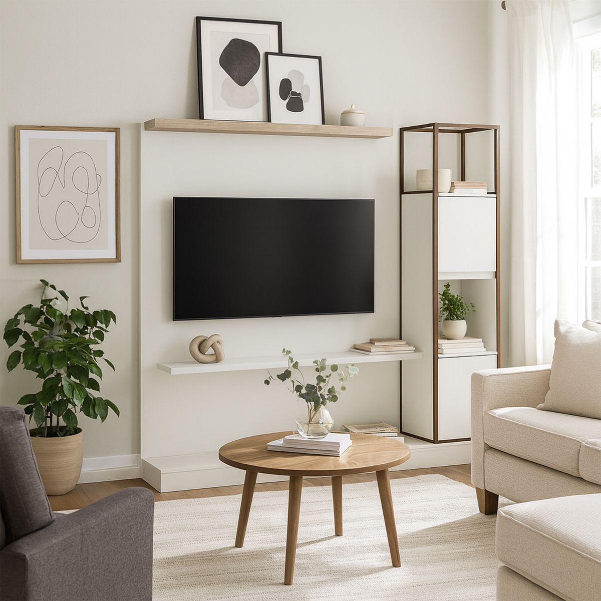 HOGA - Rack TV 60 " Home Design Blanco 191x180x33 cm