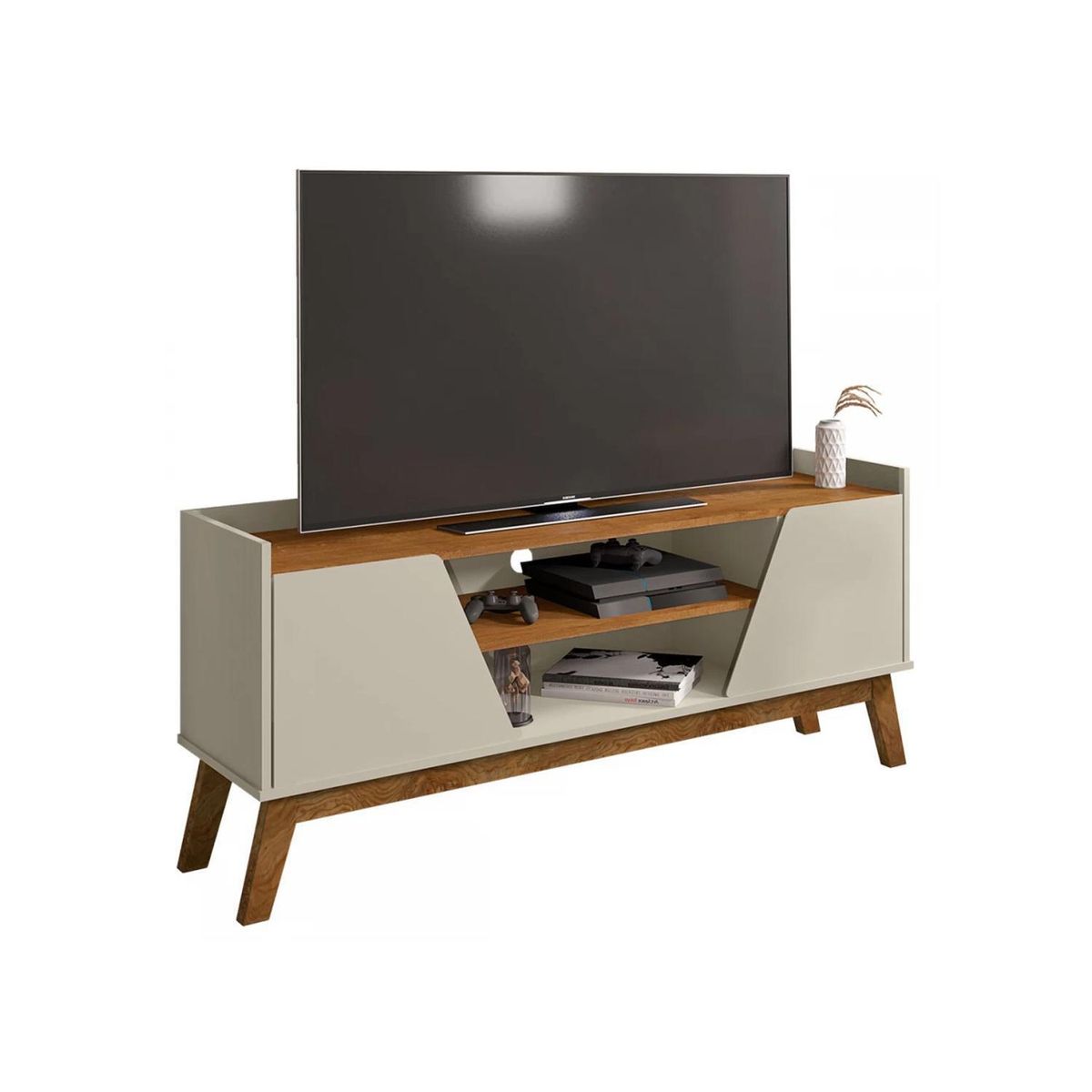 HOGA - Rack TV 55 " Milao Blanco invierno 135x60x36 cm