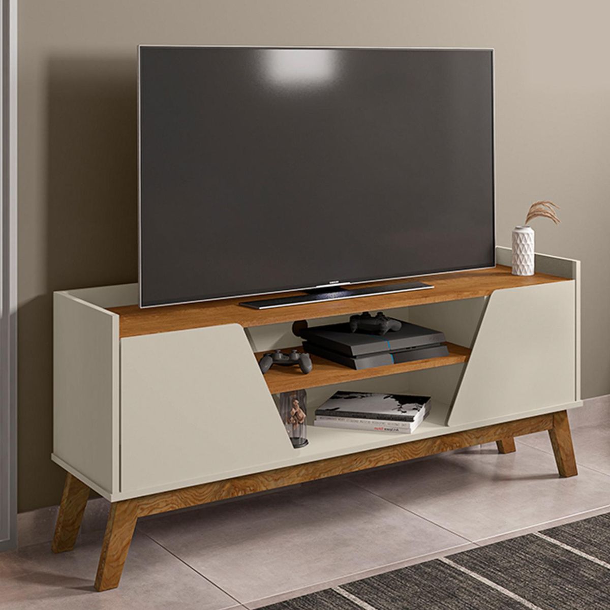 HOGA - Rack TV 55 " Milao Blanco invierno 135x60x36 cm