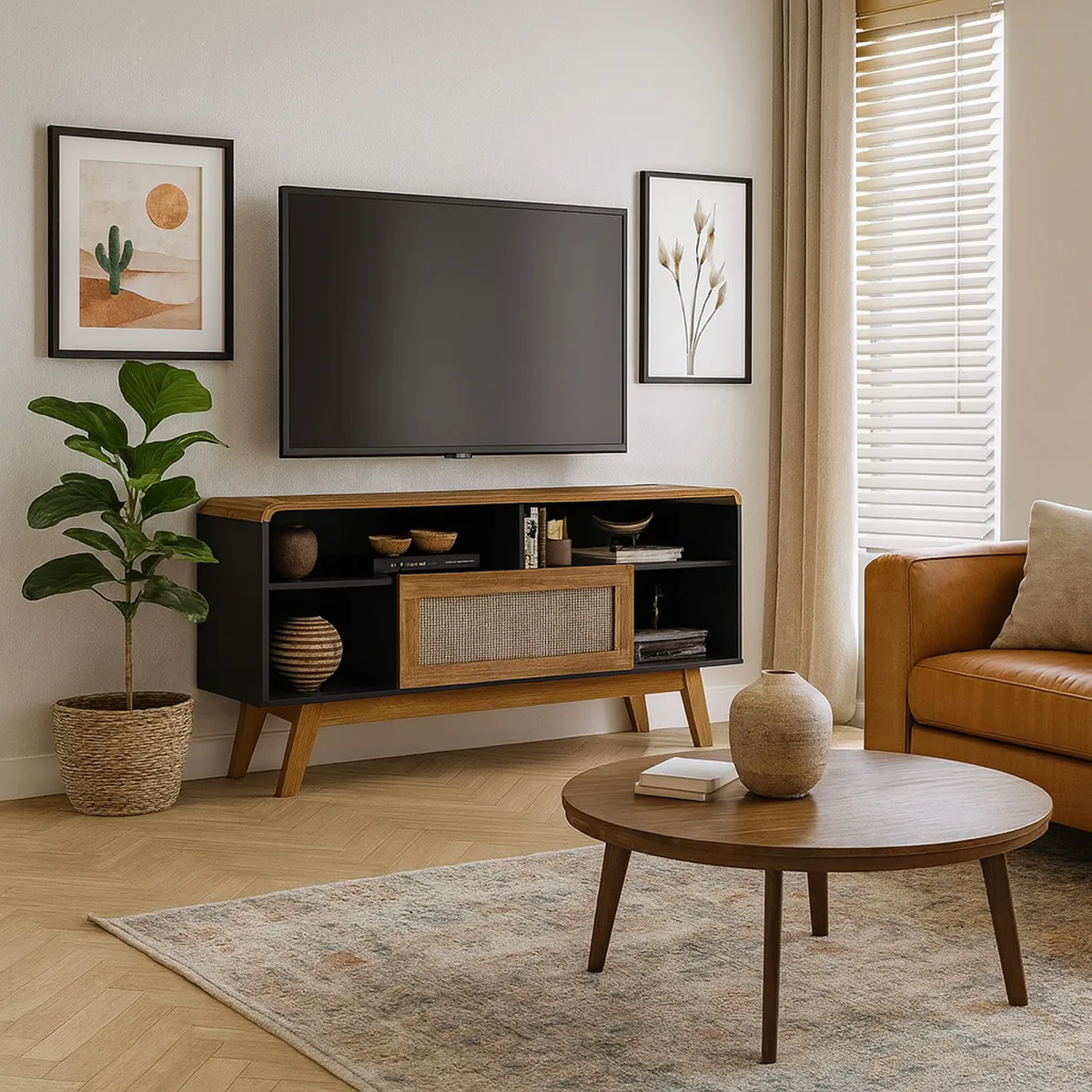 HOGA - Rack TV 55 " Lazuli Negro 136x64x36 cm