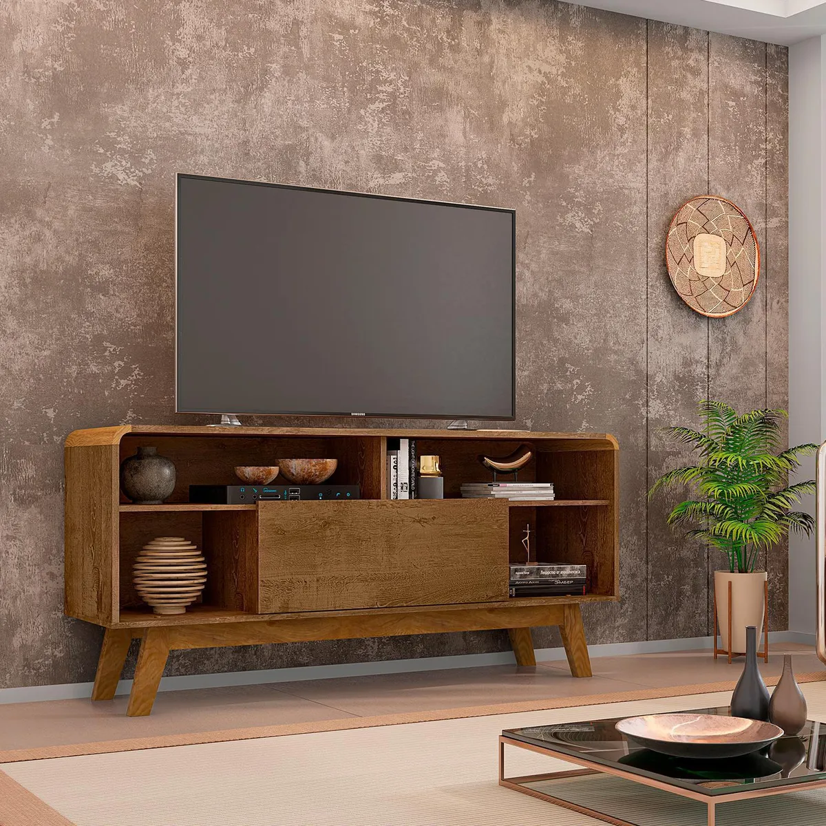 HOGA - Rack TV 55 " Lazuli Rústico 136x64x36 cm