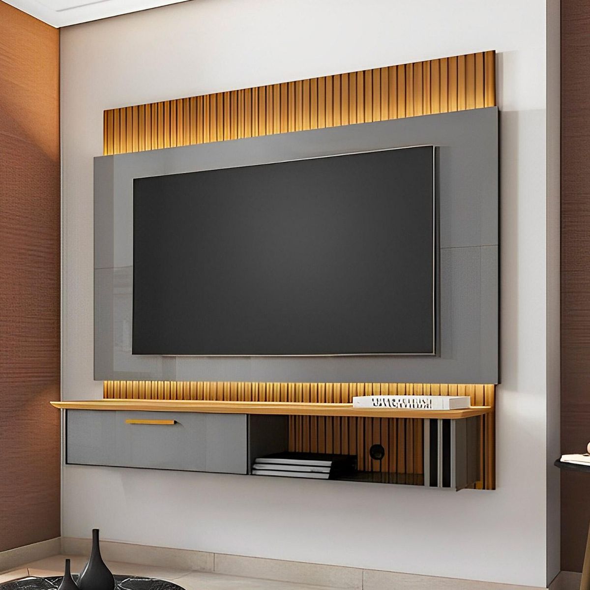 HOGA - Panel Rack TV 65 " Paris Titanium 160x146x36 cm