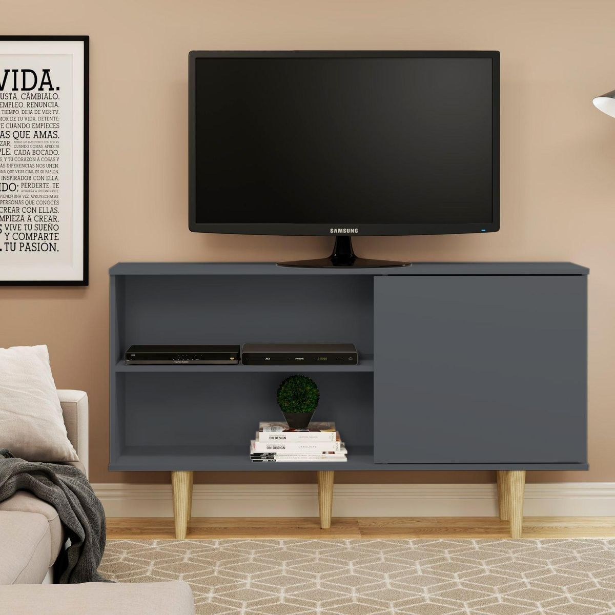 HOGA - Rack TV 50 " Padua Gris 136x79x30 cm