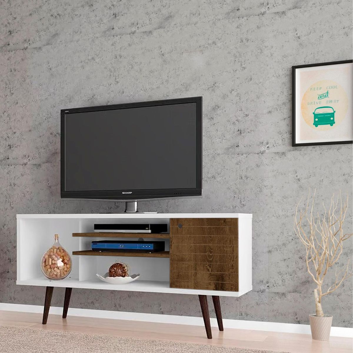 HOGA - Rack TV 55 " Safira Blanco 135x68x36 cm