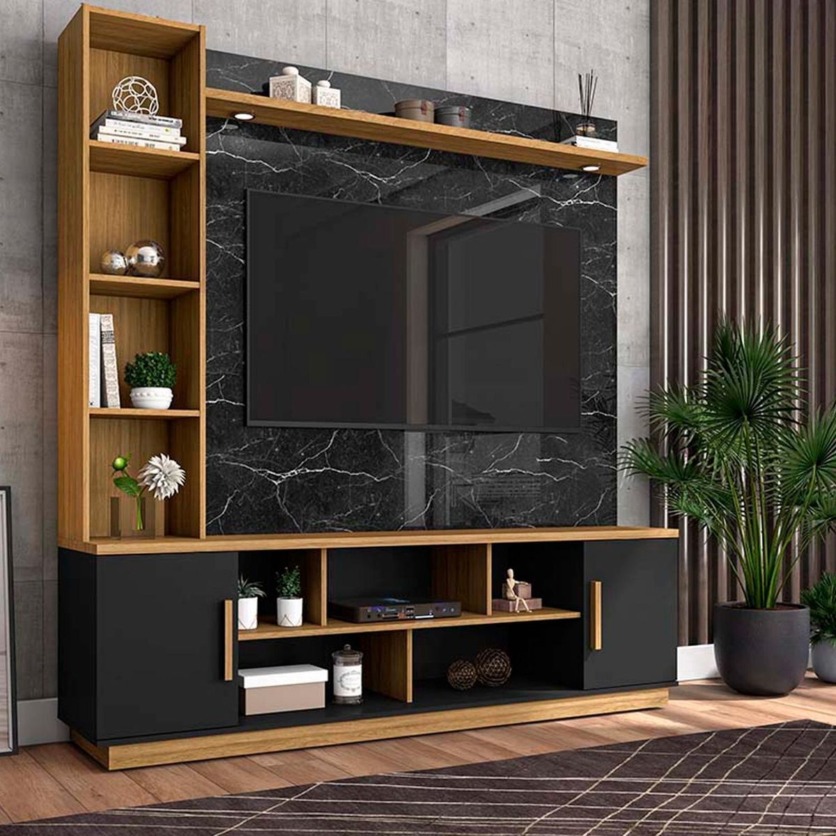 HOGA - Rack TV 60 " Prestige Negro 180x191x45 cm