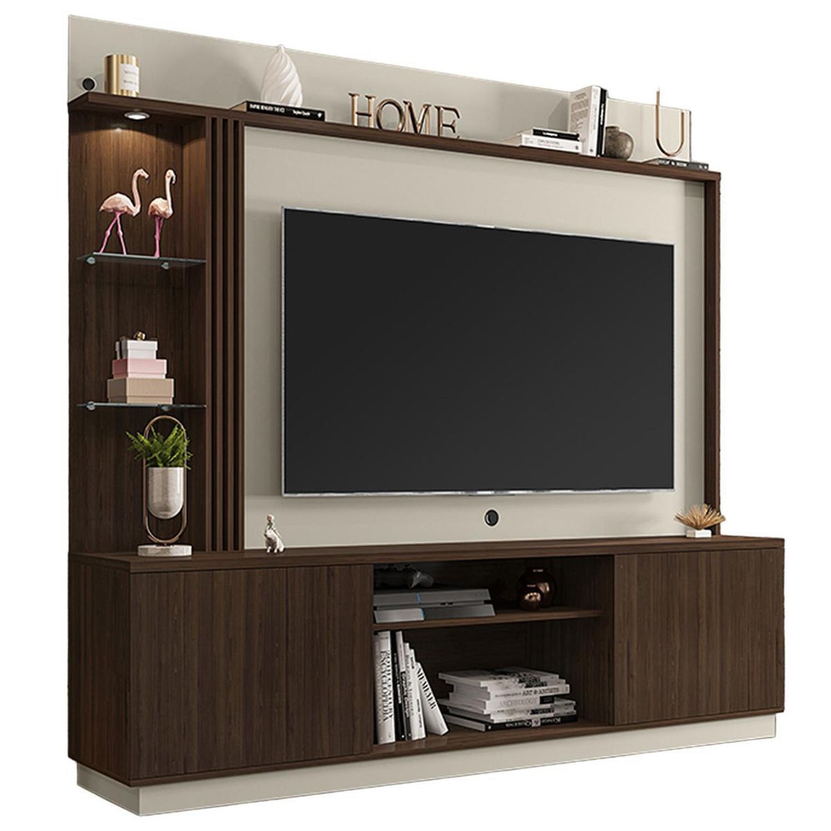 HOGA - Rack TV 70 " Atlanta Nogal 201x187x43 cm