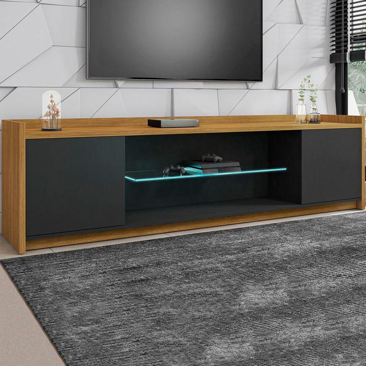 HOGA - Rack TV 82 " Doha Negro 200x61x45 cm