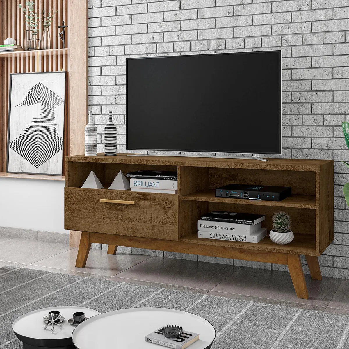 HOGA - Rack TV 55 " Paladio Rústico 136x59x38 cm