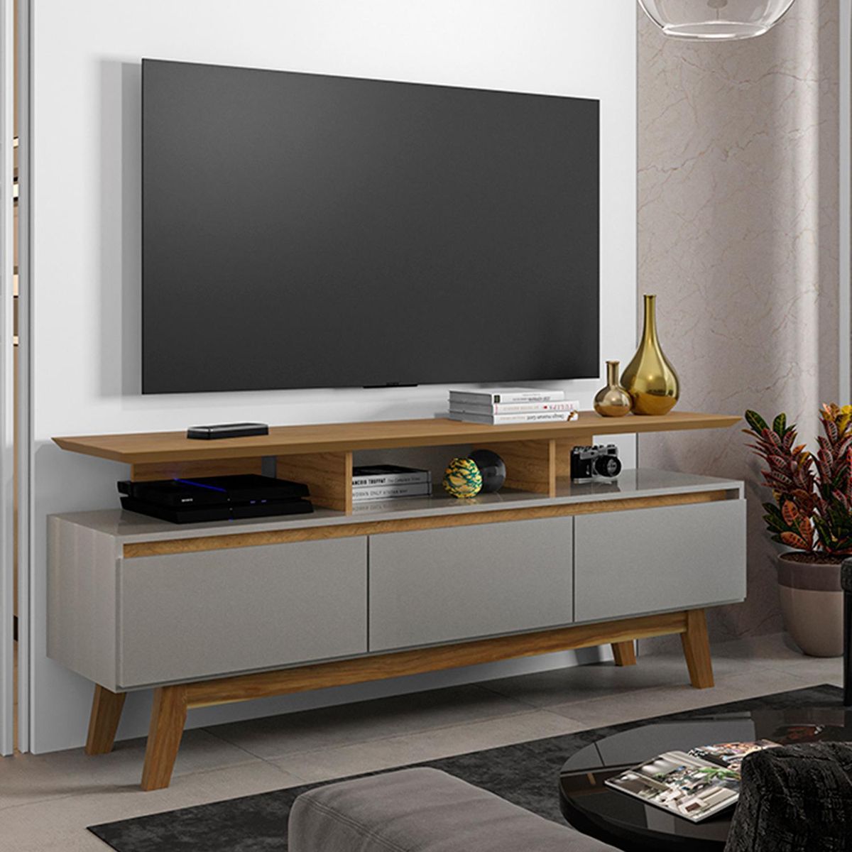 HOGA - Rack TV 60 " Rubi Canela 160x66x38 cm
