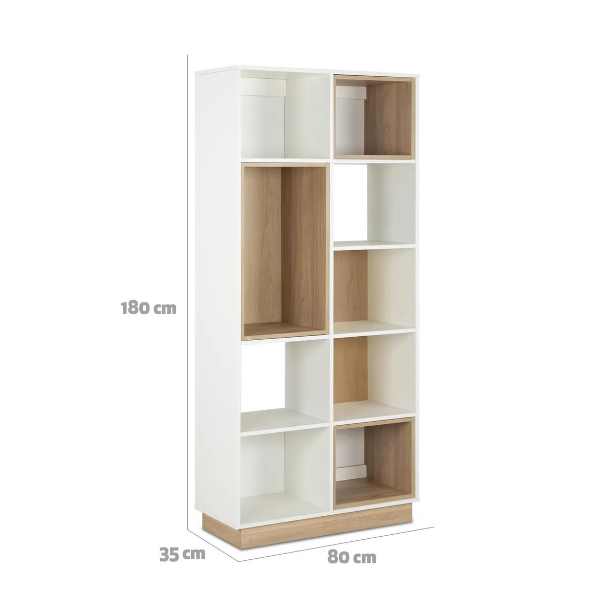 CIC - Librero Barcelona Melamina 7 Nivel(es) 80x180x35 cm Blanco/Olmo Alpino