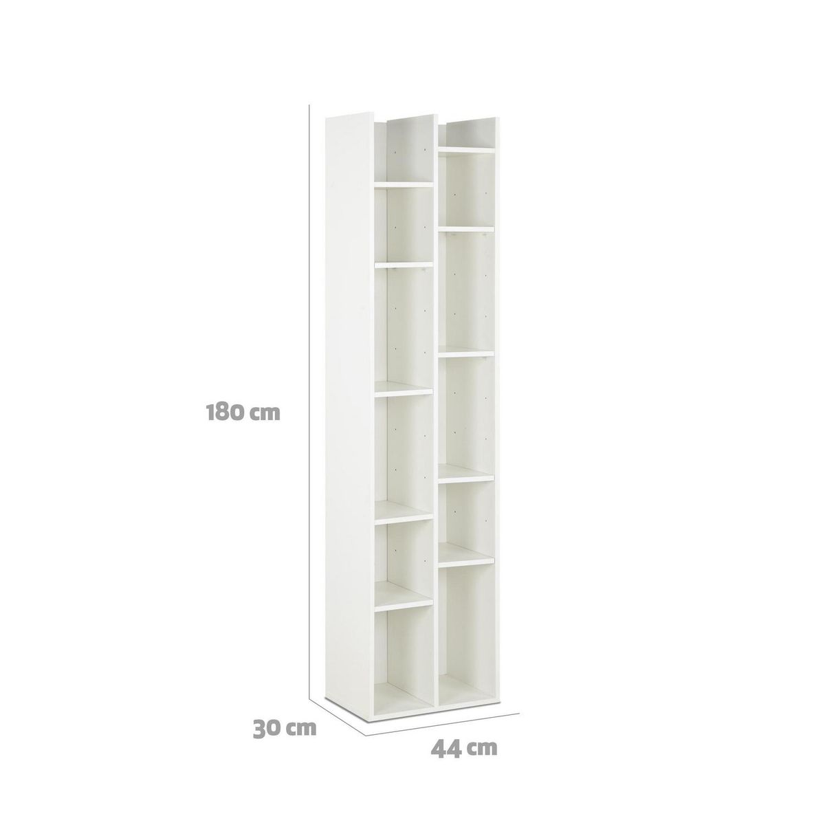 CIC - Librero Sucre Melamina 10 Nivel(es) 44x180x30 cm Blanco