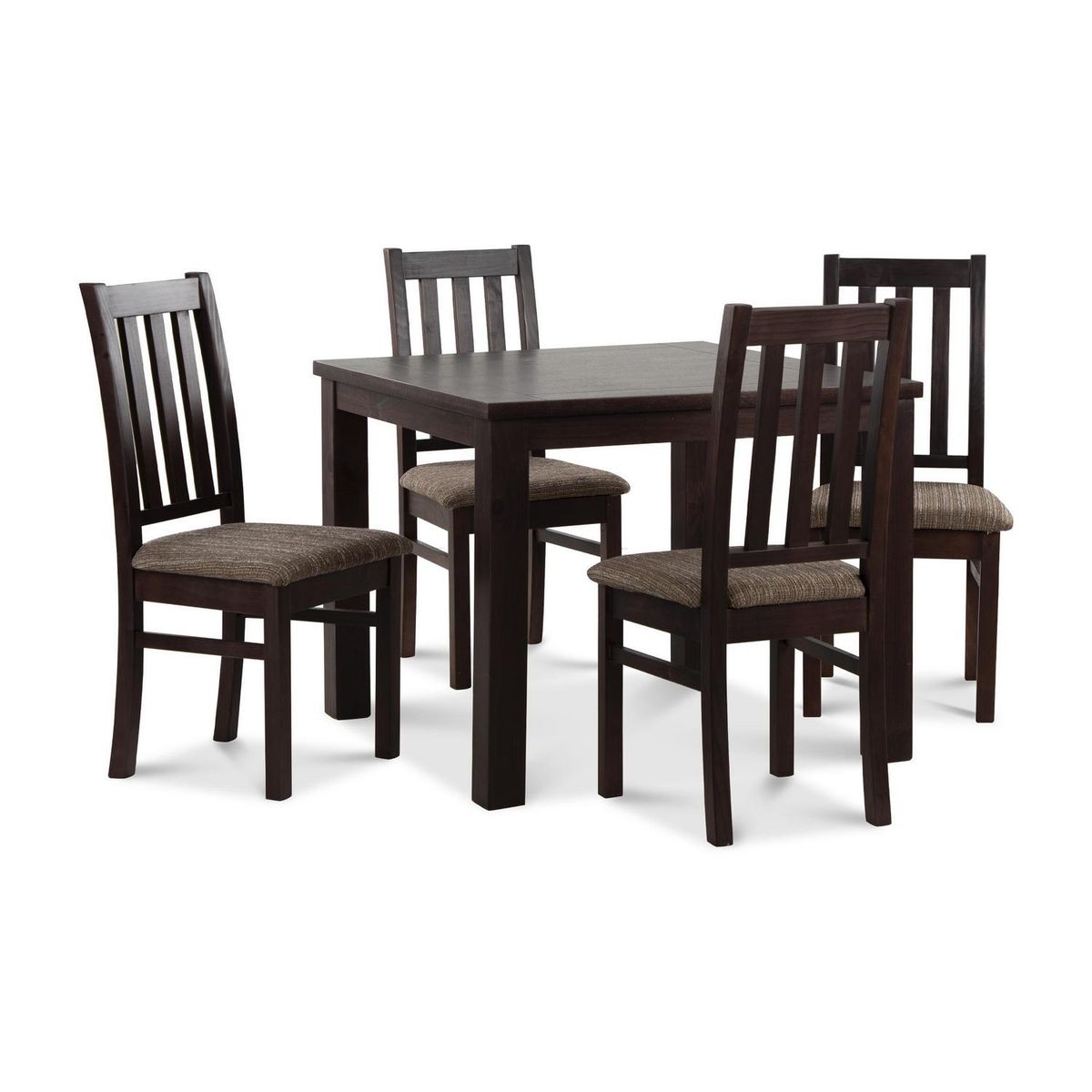 CIC - Juego de Comedor Ñuble 4 Sillas Mesa Cuadrada 95x77x95 cm Café